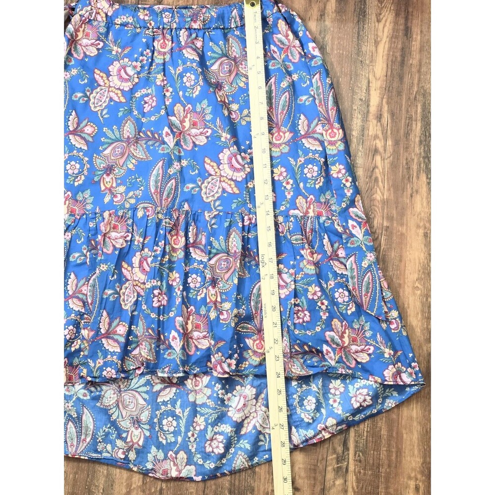 J.Crew Limited 100% Cotton Floral Paisley Asymmetrical Midi Skirt Belted Boho - Picture 9 of 12
